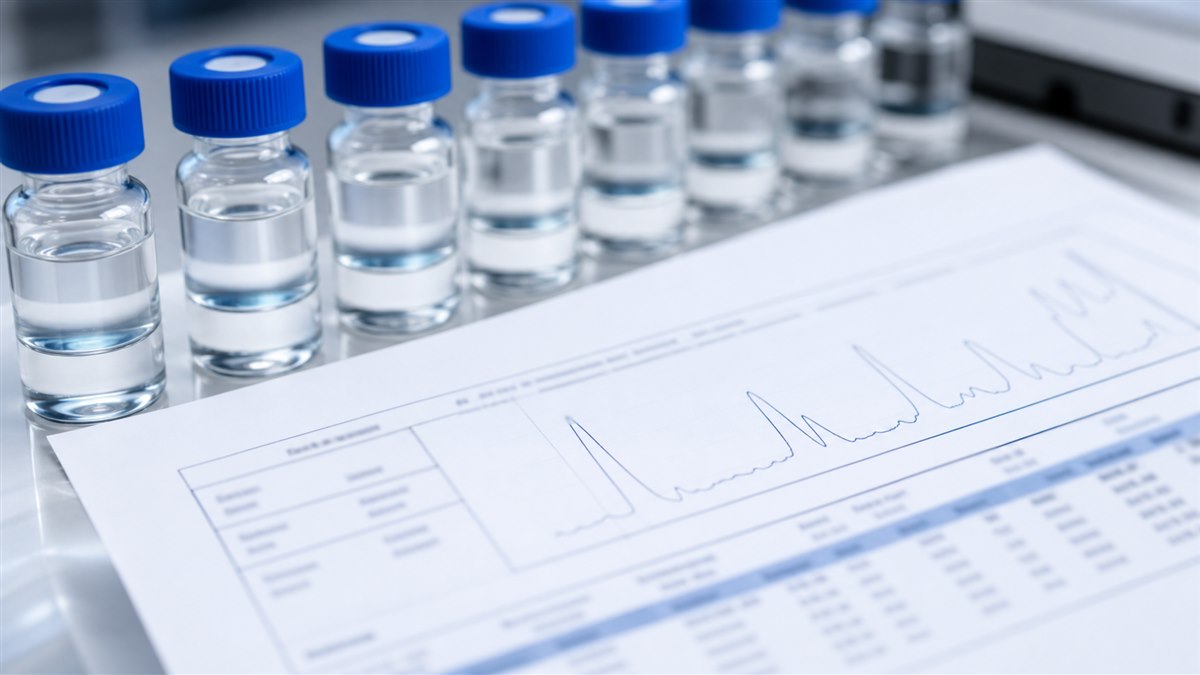 Illustrative analytical vials and chromatography document