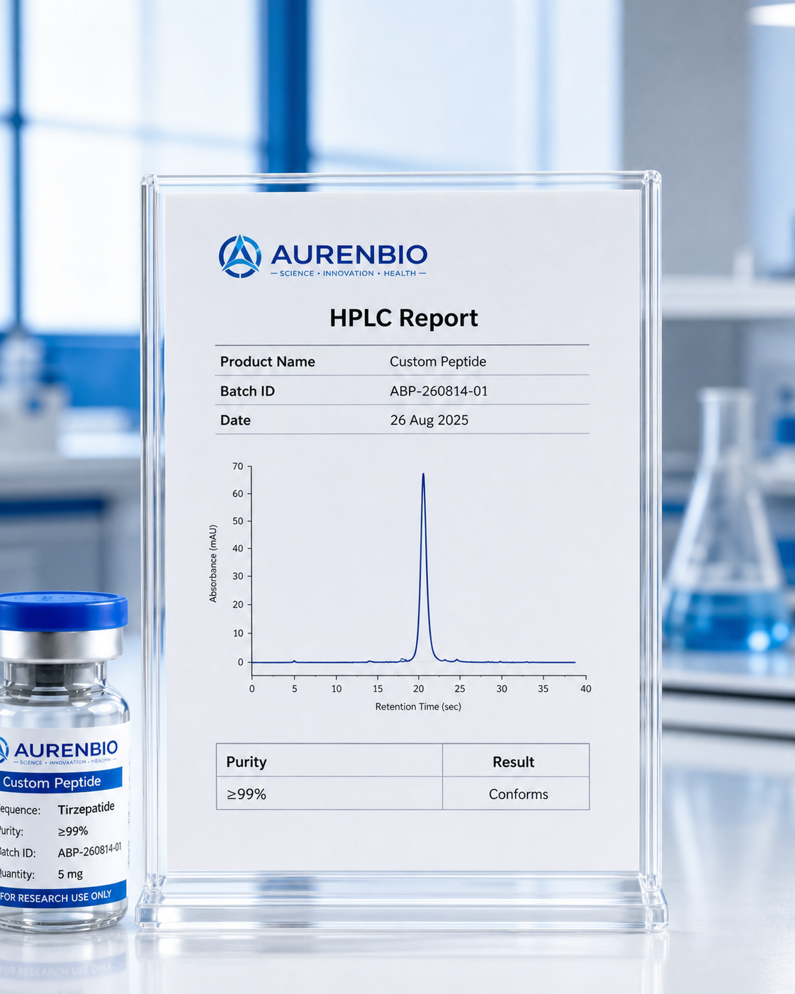 AURENBIO HPLC purity report sample